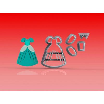 Cortador Vestido Princesa Cinderela Modular Tamanho 4Cm
