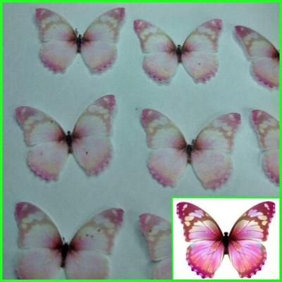 Borboleta Rosa Rajada ( Kit Com 10 Un) Tamanho 2,5 Cm