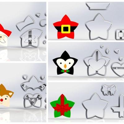 Cortadores Kit Estrelas de Natal 5 Modelos Tamanho 5cm