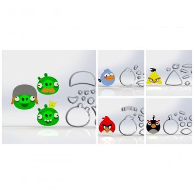 Cortadores Kit Angry Birds 7 Modelos Modulares Tamanho 5Cm