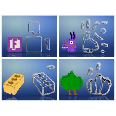 Cortador Kit Fortnite 4 Modelos Modulares Mod 1 Tamanho 5Cm