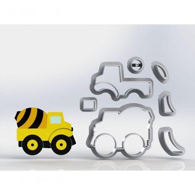 Cortador Kit Obra Construção Caminhão Betoneira Tamanho 5Cm