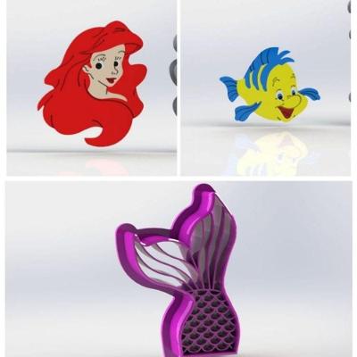 Cortador Kit Pequena Sereia e Linguado e Cauda Tamanho 6cm