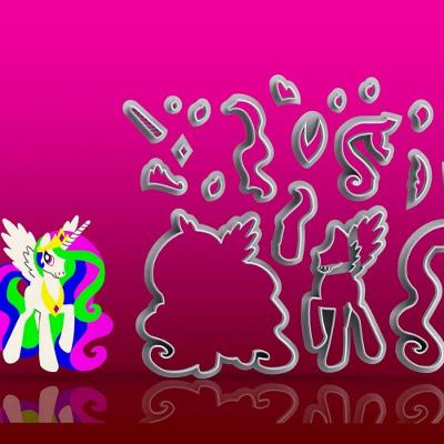 Cortador My Little Pony- Celéstia Modular Tamanho 12Cm