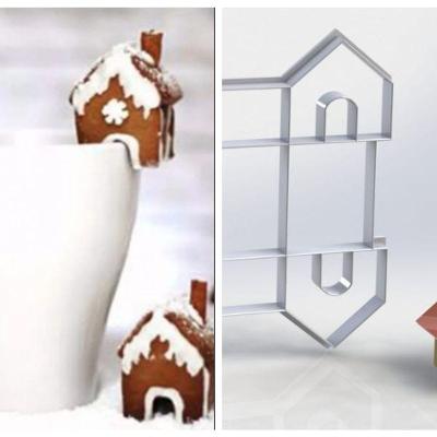 Cortador Casinha Casa 3D Para Xícara 4 X 4 Tamanho 4Cm