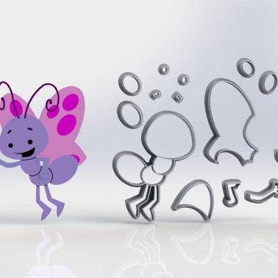 Cortador Borboleta Galinha Pintadinha Modular Tamanho 10Cm