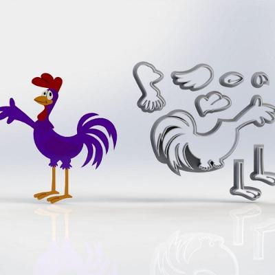 Cortador Galinha Pintadinha Galo Carijó Modular Tamanho 10Cm