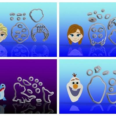 Cortador Kit Frozen Ana Elsa Olaf E Bruni Modulares 5Cm