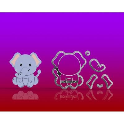 Cortador Safari Corpo - Elefante Modular Tamanho 6 Cm