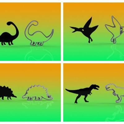 Cortador Kit Dinossauros 4 Modelos Sombras Tamanho 6cm