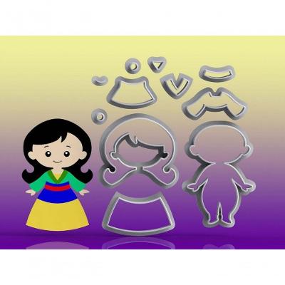 Cortador Princesa Mulan Modular Tamanho 8 Cm