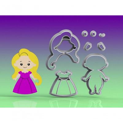 Cortador Princesa Rapunzel Modular Tamanho 8 Cm