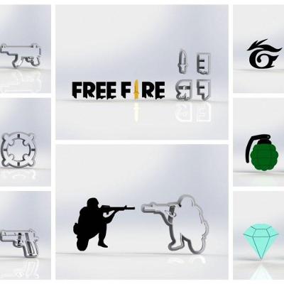 Cortador Kit Free Fire 8 Modelos Tamanho 5cm