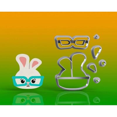 Cortador Páscoa Coelho De óculos Modular Tamanho 8 Cm