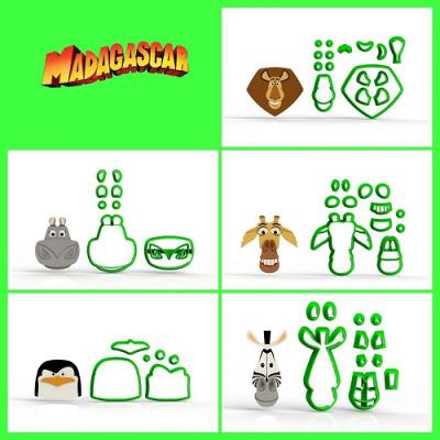 Cortador Kit Madagascar - 5 Modelos Modulares Tamanho 6 Cm