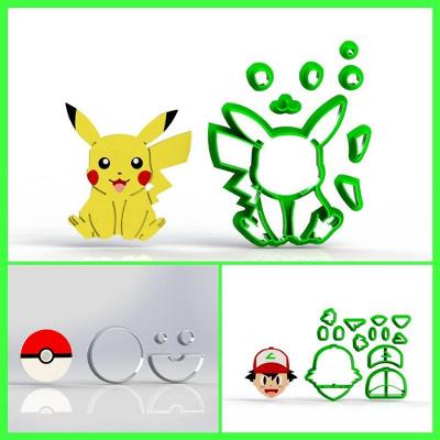 Cortador Kit Pokemon 3 Modelos Modular Tamanho 5 Cm