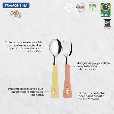 Jogo De Talheres Infantil Tramontina De Inox Colorido 02Pçs