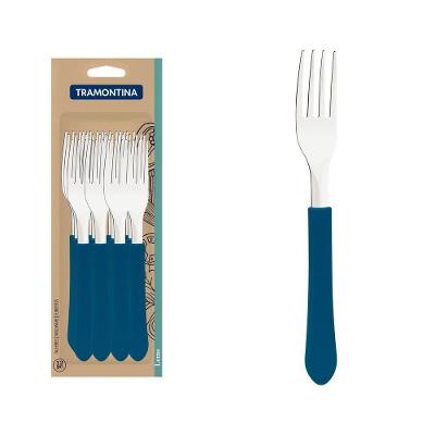 Conjunto De Garfos De Mesa Leme Com Lâminas Em Aço Inox E Cabo Azul Oceano 12 Peças