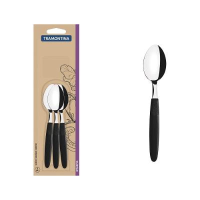 Conjunto De Colheres Para Chá Tramontina Ipanema Em Aço Inox E Cabo Preto 3 Peças Tramontina
