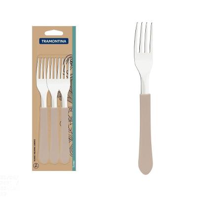 Conjunto De Garfos De Mesa Tramontina Leme Com Lâminas Em Aço Inox E Cabo Cinza 3 Peças Tramontina