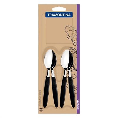 Conjunto De Colheres Para Chá Tramontina Ipanema Em Aço Inox E Cabo Preto 12 Peças Tramontina