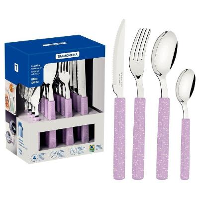 Faqueiro Bliss Com Lâminas Em Aço Inox E Cabos De Polipropileno Lavanda 16 Peças