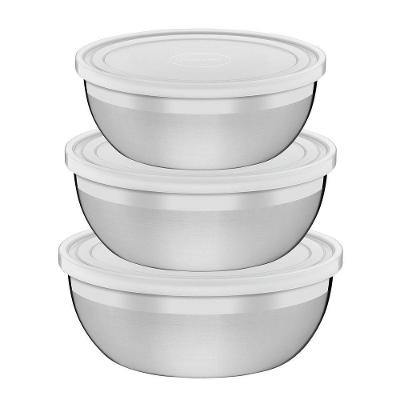 Jogo De Potes Tramontina Freezinox Em Aço Inox Com Tampa Plástica 3 Peças - 18+20+22cm Tramontina