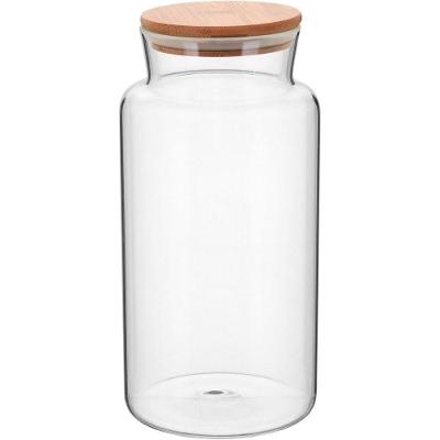 Pote 26X13X13Cm 2,8L Borosilicato Transp Com Tampa Bambu