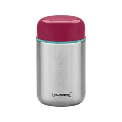 Pote Térmico Tramontina Em Aço Inox Com Tampa Rosa 8,8 Cm 400 Ml Tramontina