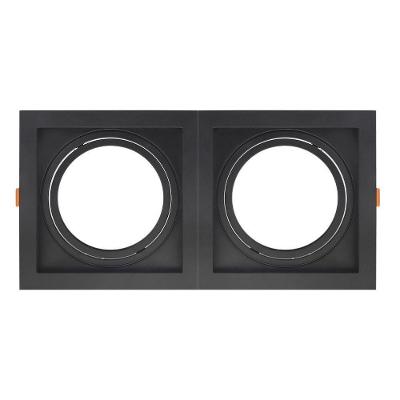 Spot De Embutir Quadrado Recuado Duplo Ar111 Direcionável Preto