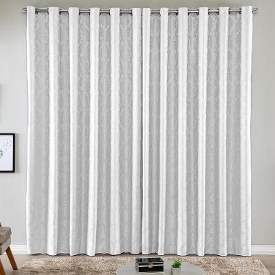 Cortina Turin Jacquard Semiblackout Floral 2,00x1,70m Para Sala Quarto Varão 2m Ilhóses - Branco