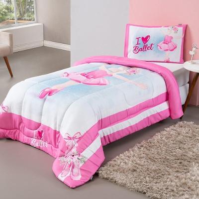 Kit Edredom Plush Fofinho Infantil Dupla Face Dream 2 Peças Solteiro - Bailarina