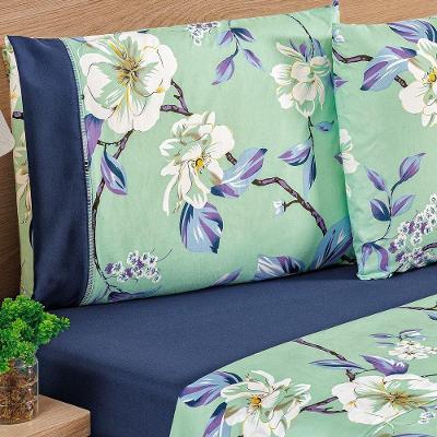 Jogo De Cama Estampado Micropercal 200 Fios Naturale Solteiro 03 Peças - Flower