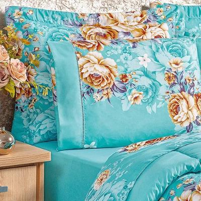 Kit Edredom Estampado Micropercal 200 Fios Naturale Casal 03 Peças - Jasmine