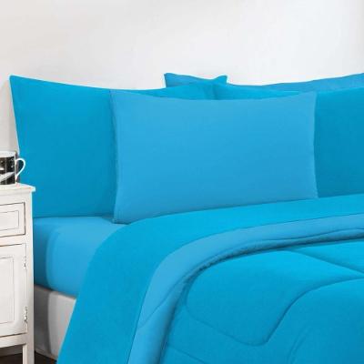 Kit Edredom Malha 100% Algodão Gran Moratta 3 Peças Casal - Azul Turquesa-azul Turquesa