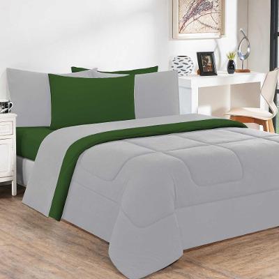 Kit Edredom Malha 100% Algodão Gran Moratta 3 Peças King - Cinza-verde Bandeira