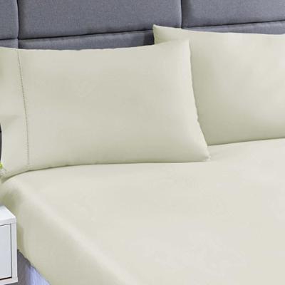Jogo Lençol 400 Fios Ponto Palito Cama Queen 3pçs Poliéster - Caqui