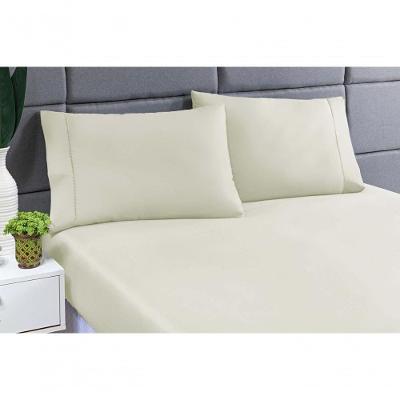 Jogo Lençol 400 Fios Ponto Palito Cama Solteiro 2pçs Poliéster - Palha