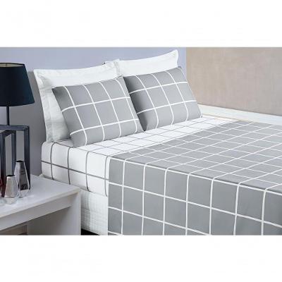 Jogo De Cama Com Lençol De Cima 200 Fios Austin King 04 Peças - Cinza