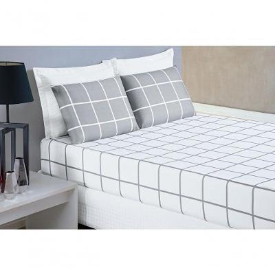 Jogo De Cama Lençol 200 Fios Austin King 03 Peças - Cinza