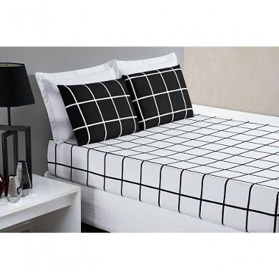 Jogo De Cama Lençol 200 Fios Austin Casal Padrão 03 Peças - Preto