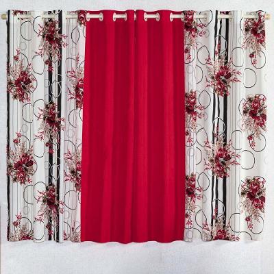 Cortina Isabela Estampada 2m - Floral Vermelho-preto
