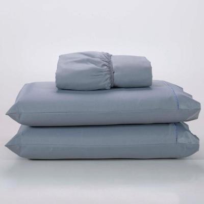 Jogo Lençol 400 Fios Ponto Palito Cama Casal 3pçs Poliéster - Cinza