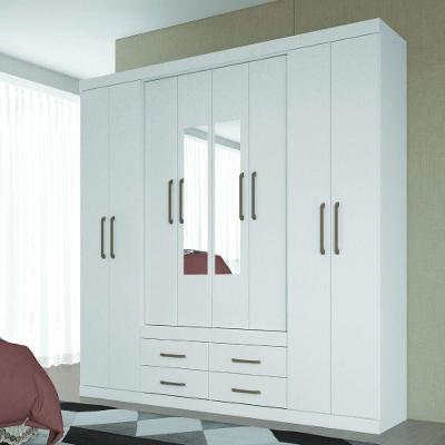 Guarda Roupa 8 Portas 4 Gavetas Com Espelho Branco