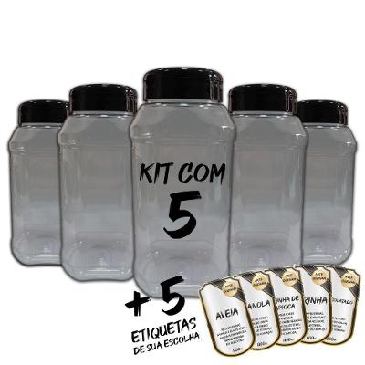 Pote Mantimentos Kit 5 Potes+5 Etiquetas Adesivas Cf800