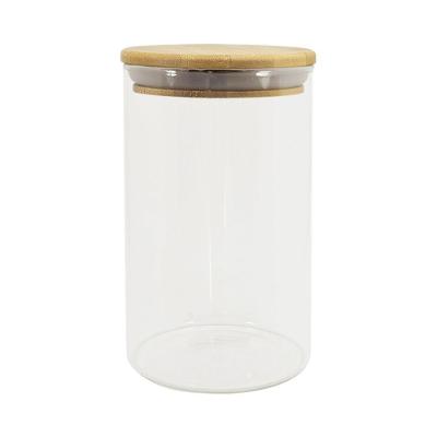 Pote De Vidro Com Tampa De Bambu Oikos 1,1l Hermético Redondo