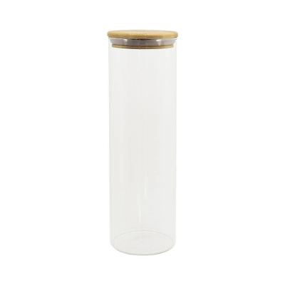 Pote De Vidro Com Tampa De Bambu Oikos 2l Hermético Redondo