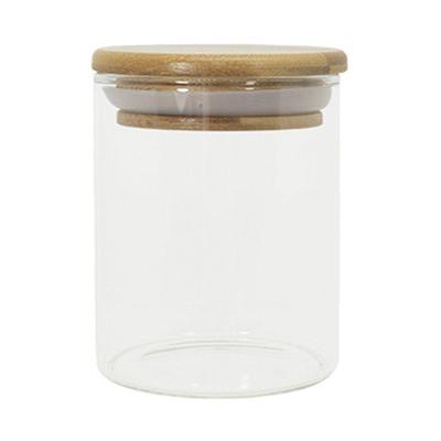 Pote De Vidro Com Tampa De Bambu Oikos 200ml Hermético Redondo