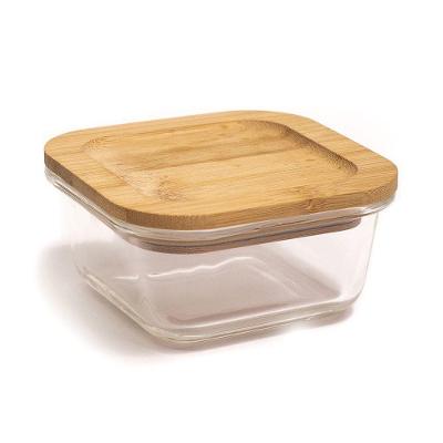 Pote De Vidro Com Tampa De Bambu Oikos 320ml Hermético
