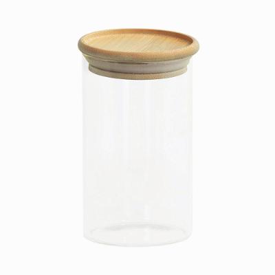 Pote De Vidro Com Tampa De Bambu Oikos 600ml Hermético Redondo Empilhável